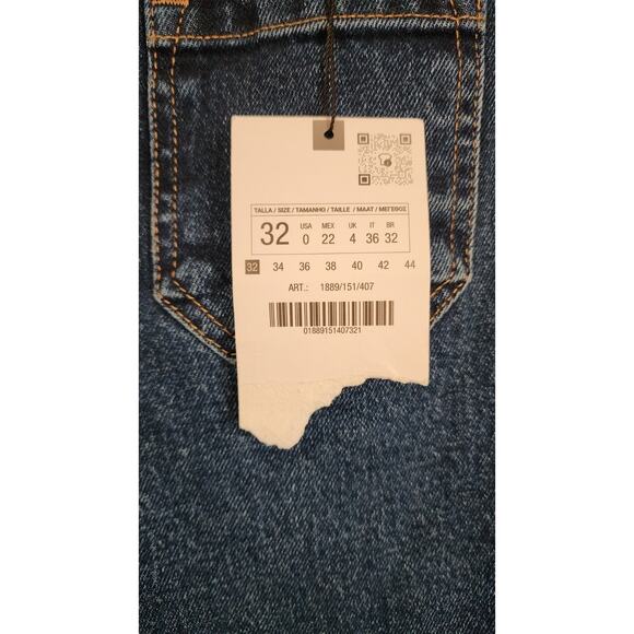 New Zara Mid-Blue Z1975 Wide-Leg Cropped High-waist Jeans 1889/151 Size 0/32 - Picture 6 of 7